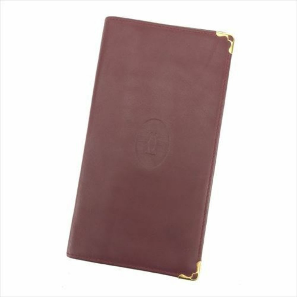 Cartier Wallet Purse Mastline Red Gold leather Woman Authentic Used S925
